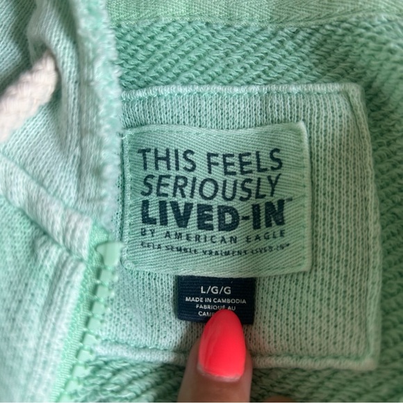 American Eagle Womens Large Mint Sun Set Zip-Up Cropped Hoodie - Picture 4 of 10